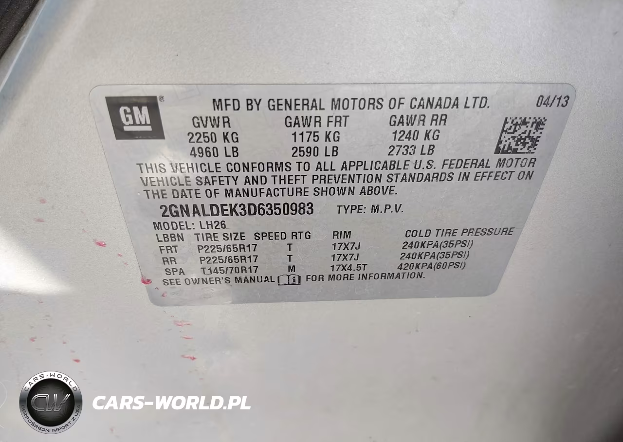 2013 Chevrolet Equinox 1Lt VIN:2GNALDEK3D6350983 - 9