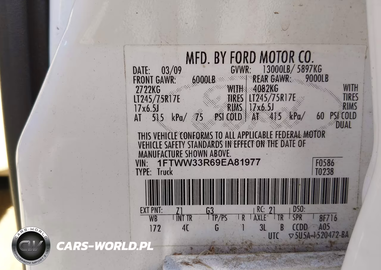 2009 Ford F-350 Fx4-King Ranch-Lariat-Xl-Xlt VIN:1FTWW33R69EA81977 - 8