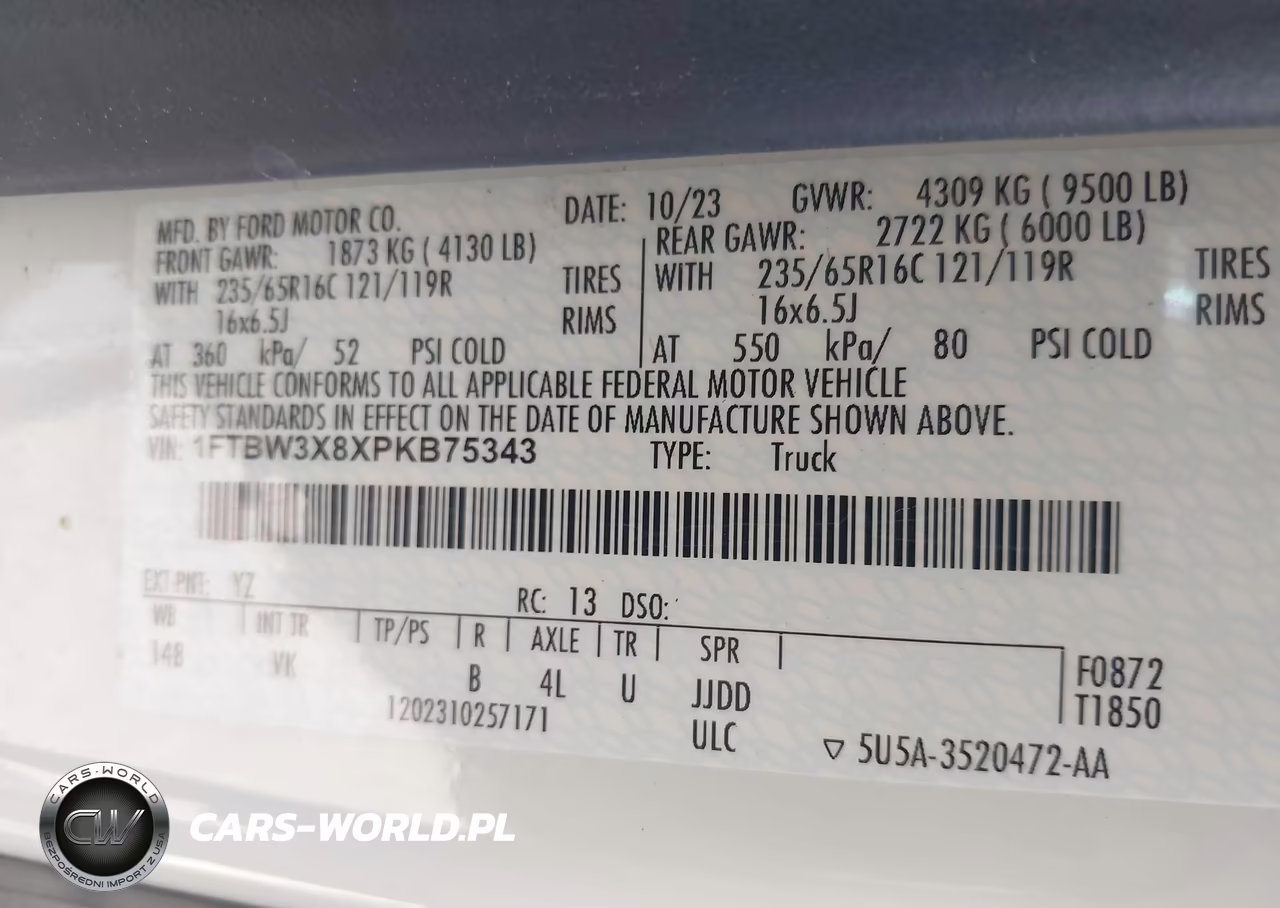 2023 Ford Transit-350 Cargo Van VIN:1FTBW3X8XPKB75343 - 9
