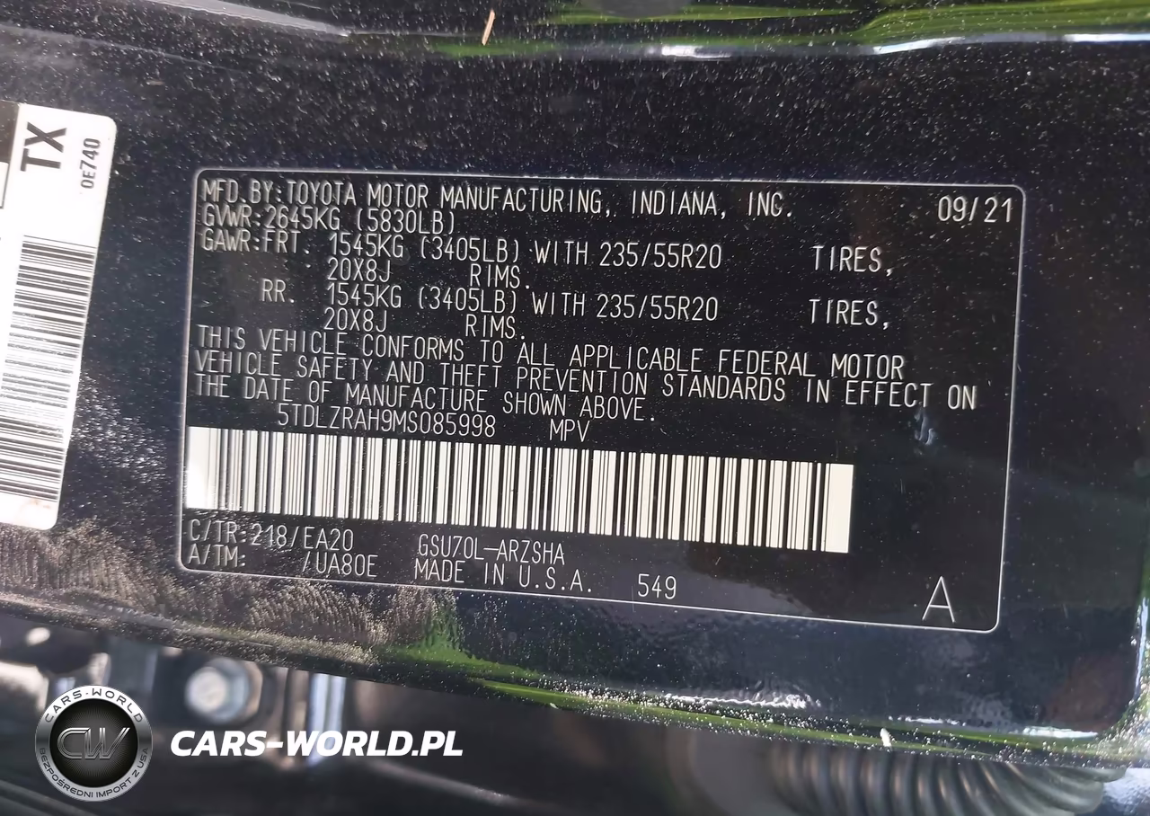 2021 Toyota Highlander Xse VIN:5TDLZRAH9MS085998 - 9