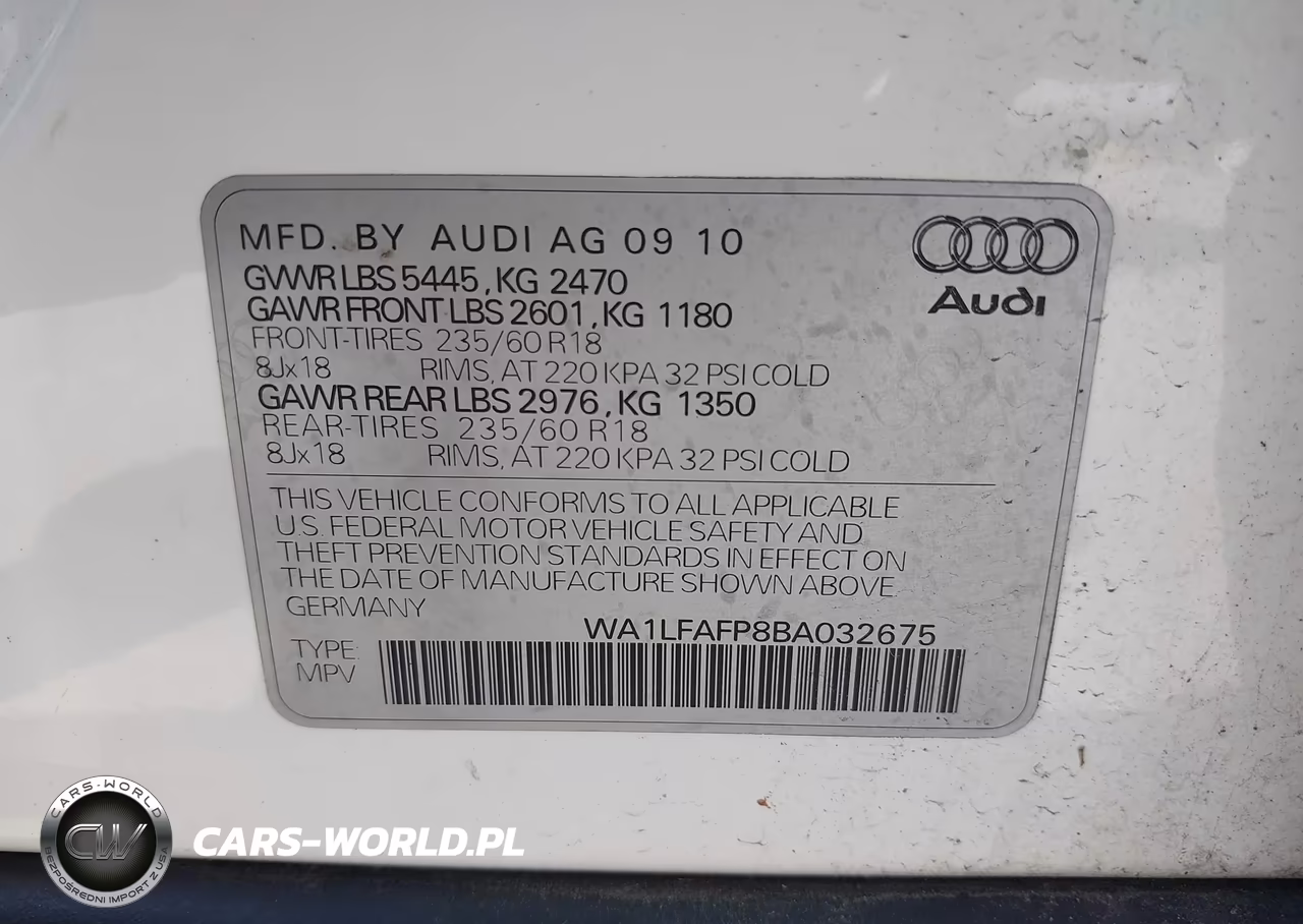 2011 Audi Q5 2.0T Premium VIN:WA1LFAFP8BA032675 - 9