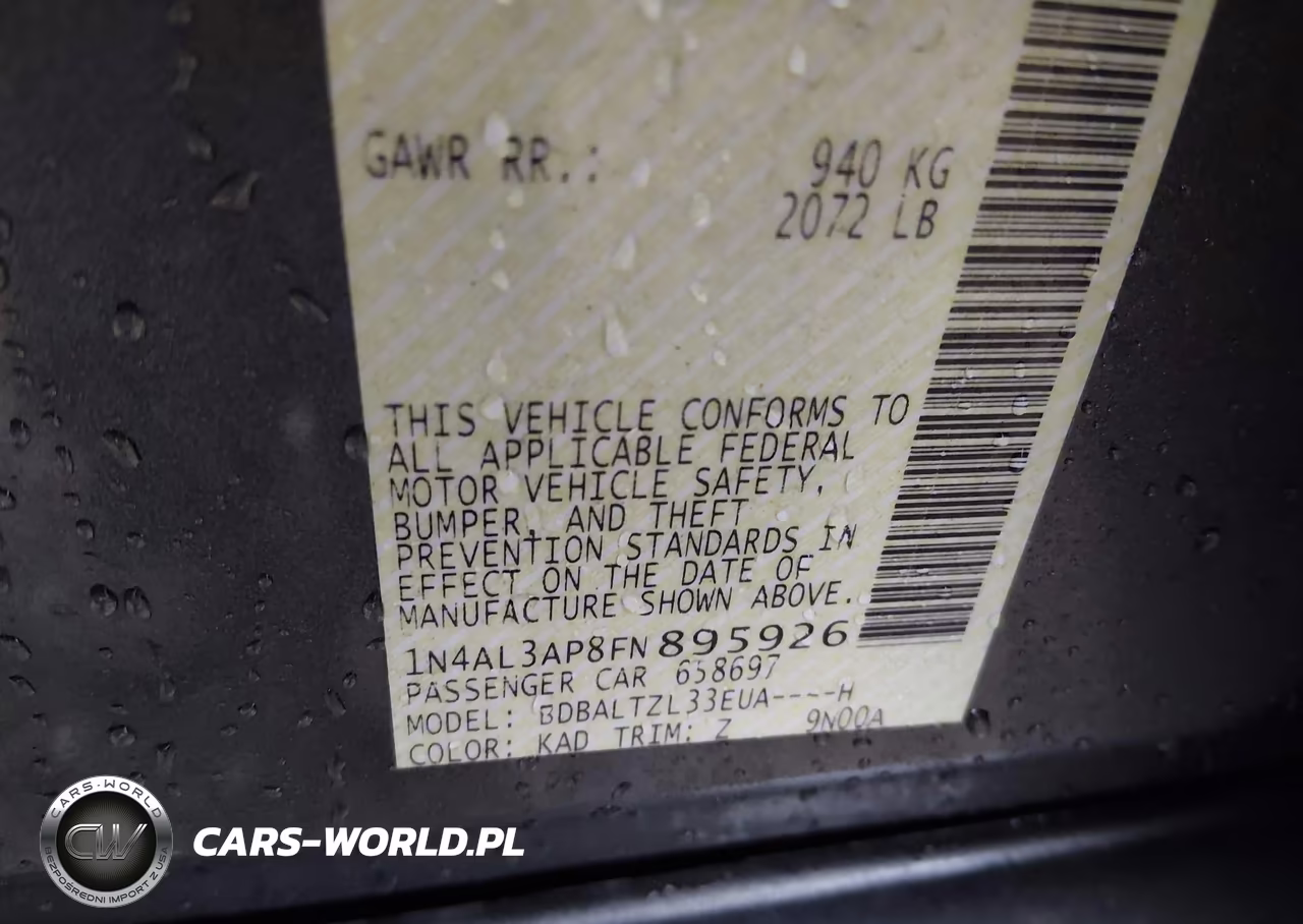 2015 Nissan Altima 2.5 Sl VIN:1N4AL3AP8FN895926 - 9