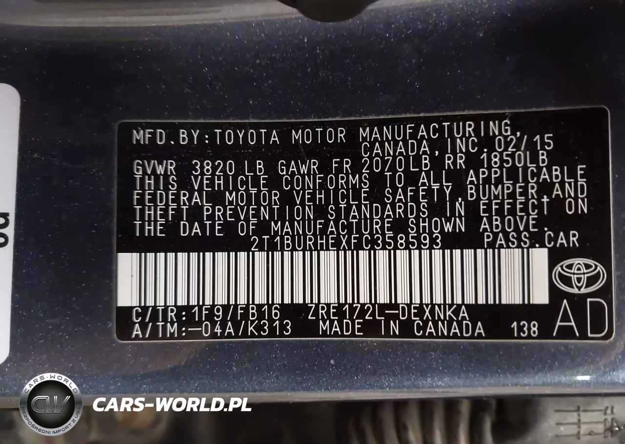 2015 Toyota Corolla Le VIN:2T1BURHEXFC358593 - 9