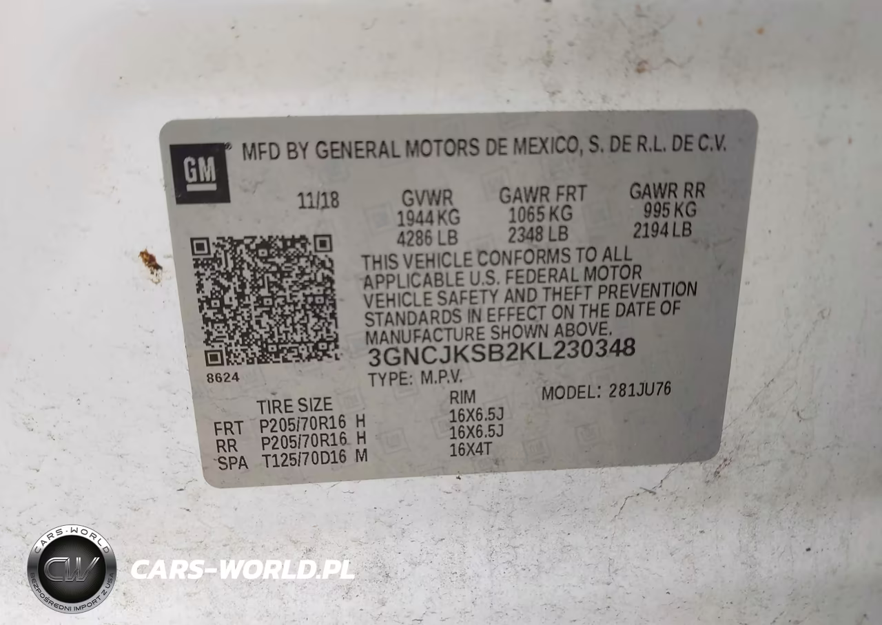 2019 Chevrolet Trax Ls VIN:3GNCJKSB2KL230348 - 9