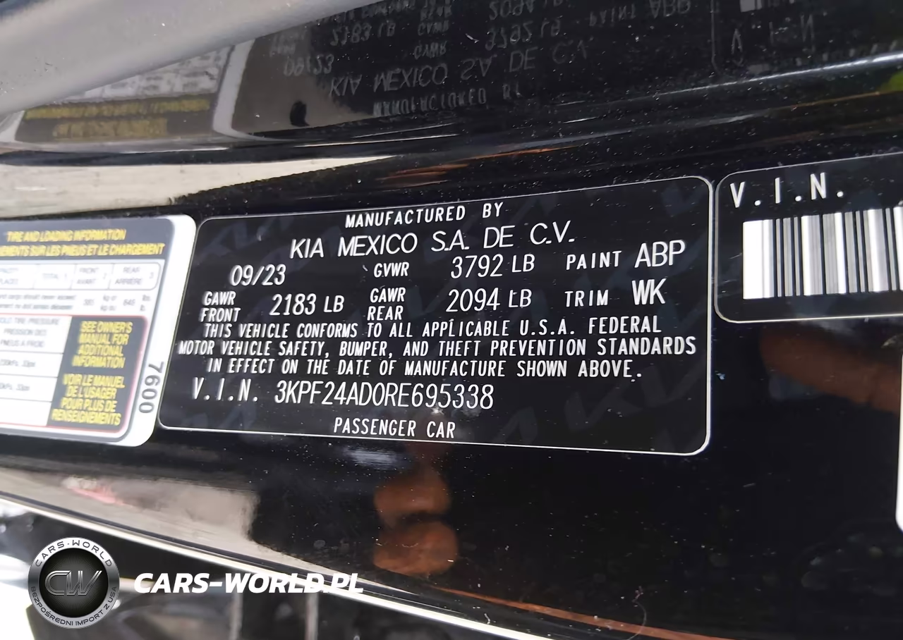 2024 Kia Forte Lx VIN:3KPF24AD0RE695338 - 9