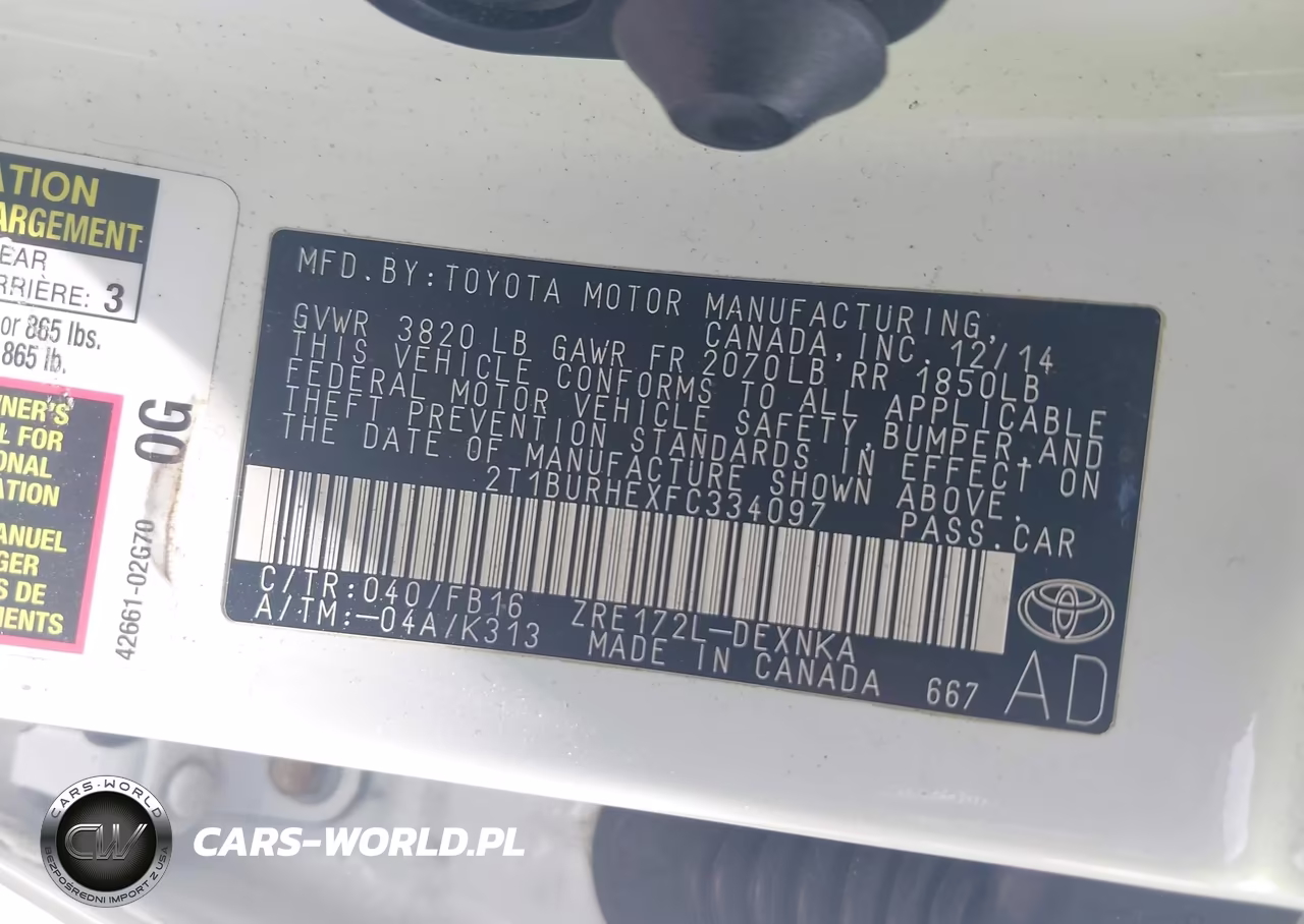 2015 Toyota Corolla Le VIN:2T1BURHEXFC334097 - 9