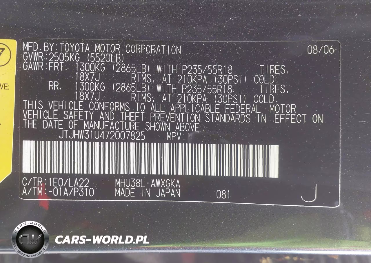 2007 Lexus Rx 400H VIN:JTJHW31U472007825 - 9