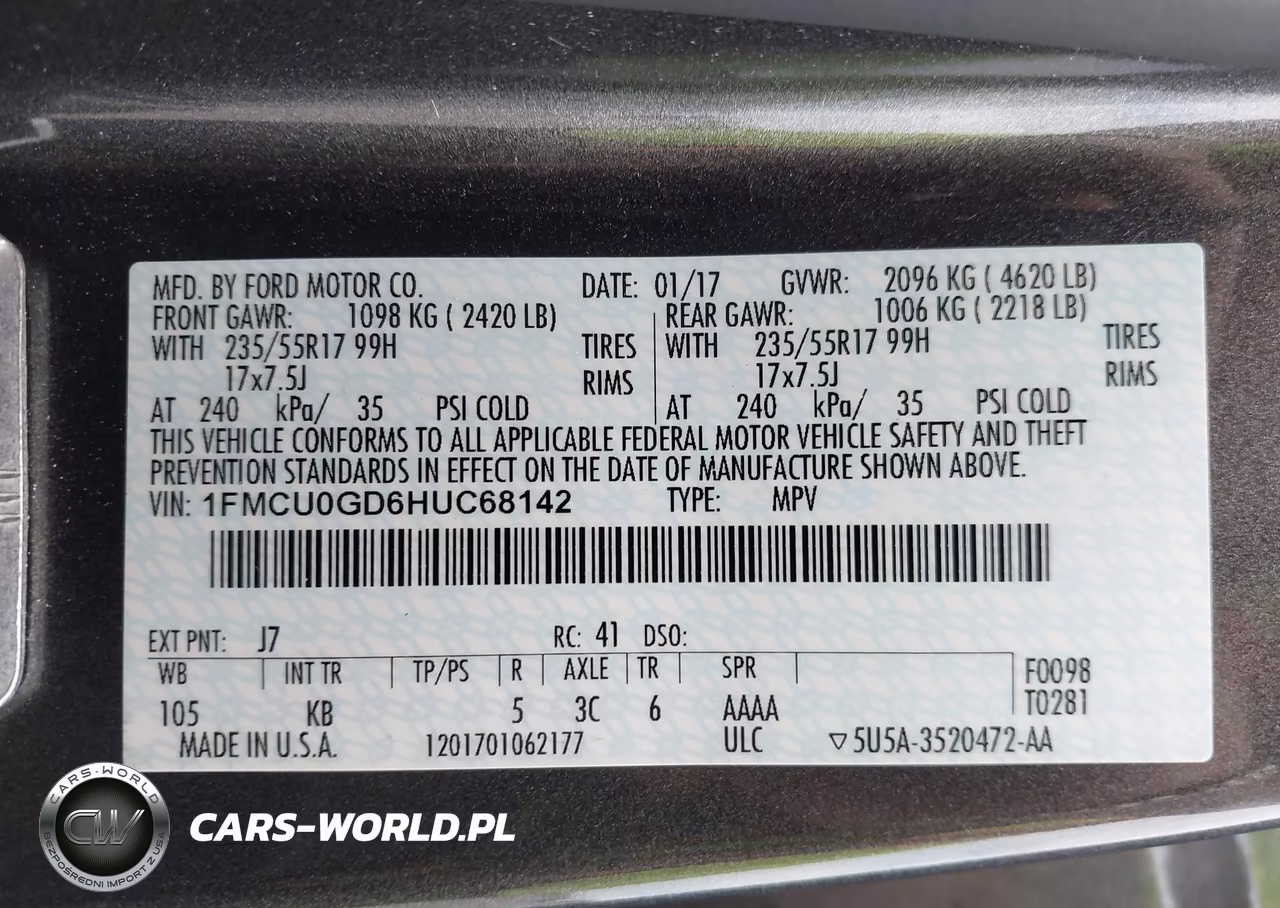 2017 Ford Escape Se VIN:1FMCU0GD6HUC68142 - 9