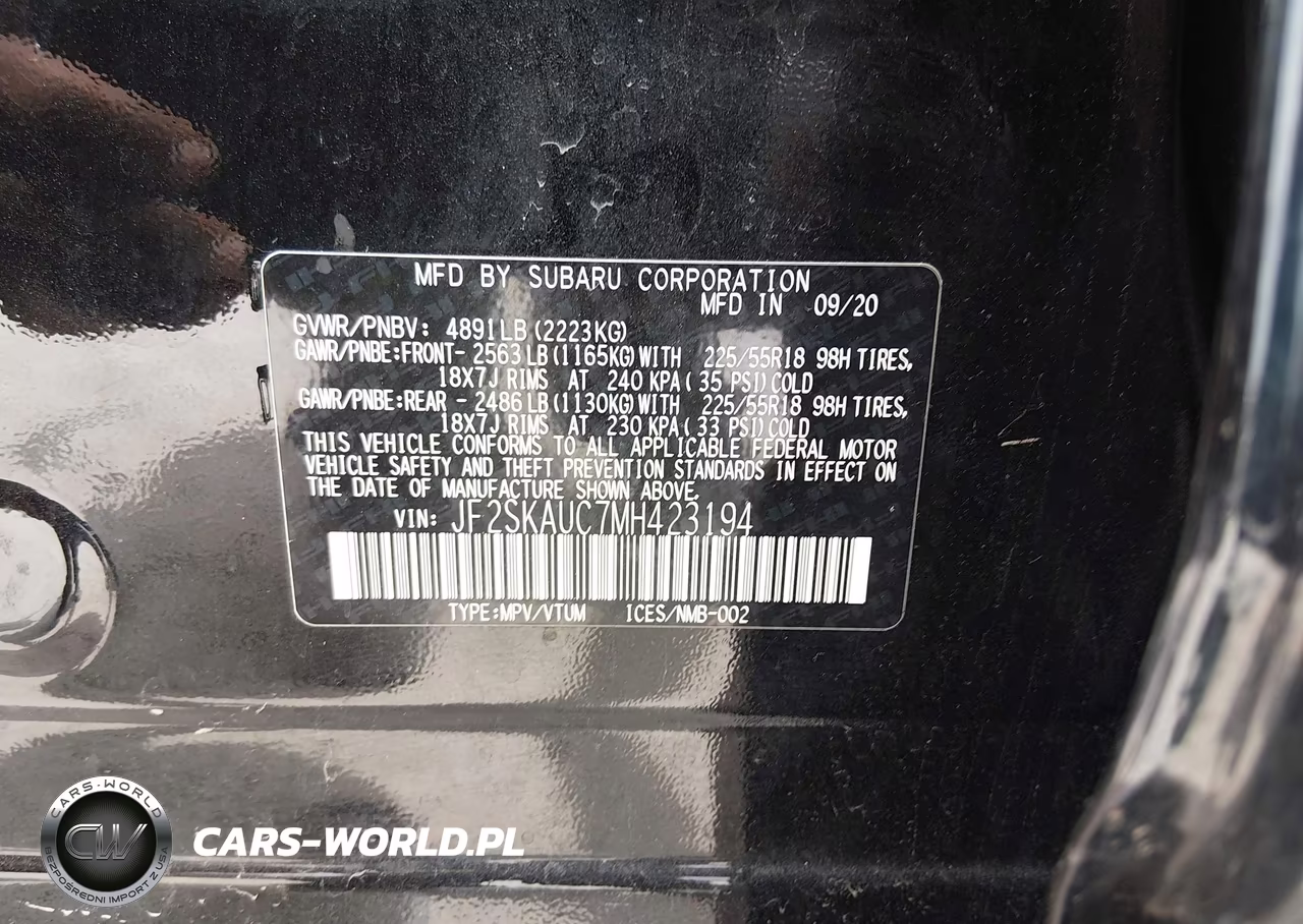 2021 Subaru Forester Limited VIN:JF2SKAUC7MH423194 - 9