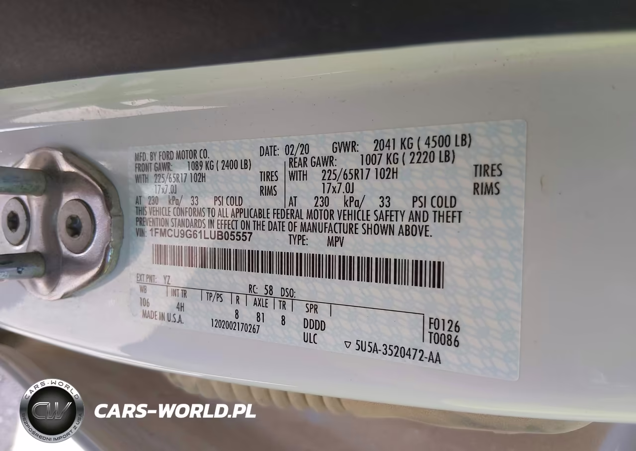 2020 Ford Escape Se VIN:1FMCU9G61LUB05557 - 9
