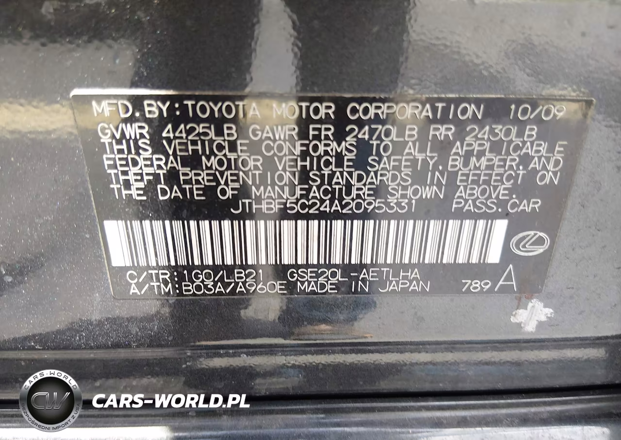 2010 Lexus Is 250 VIN:JTHBF5C24A2095331 - 9