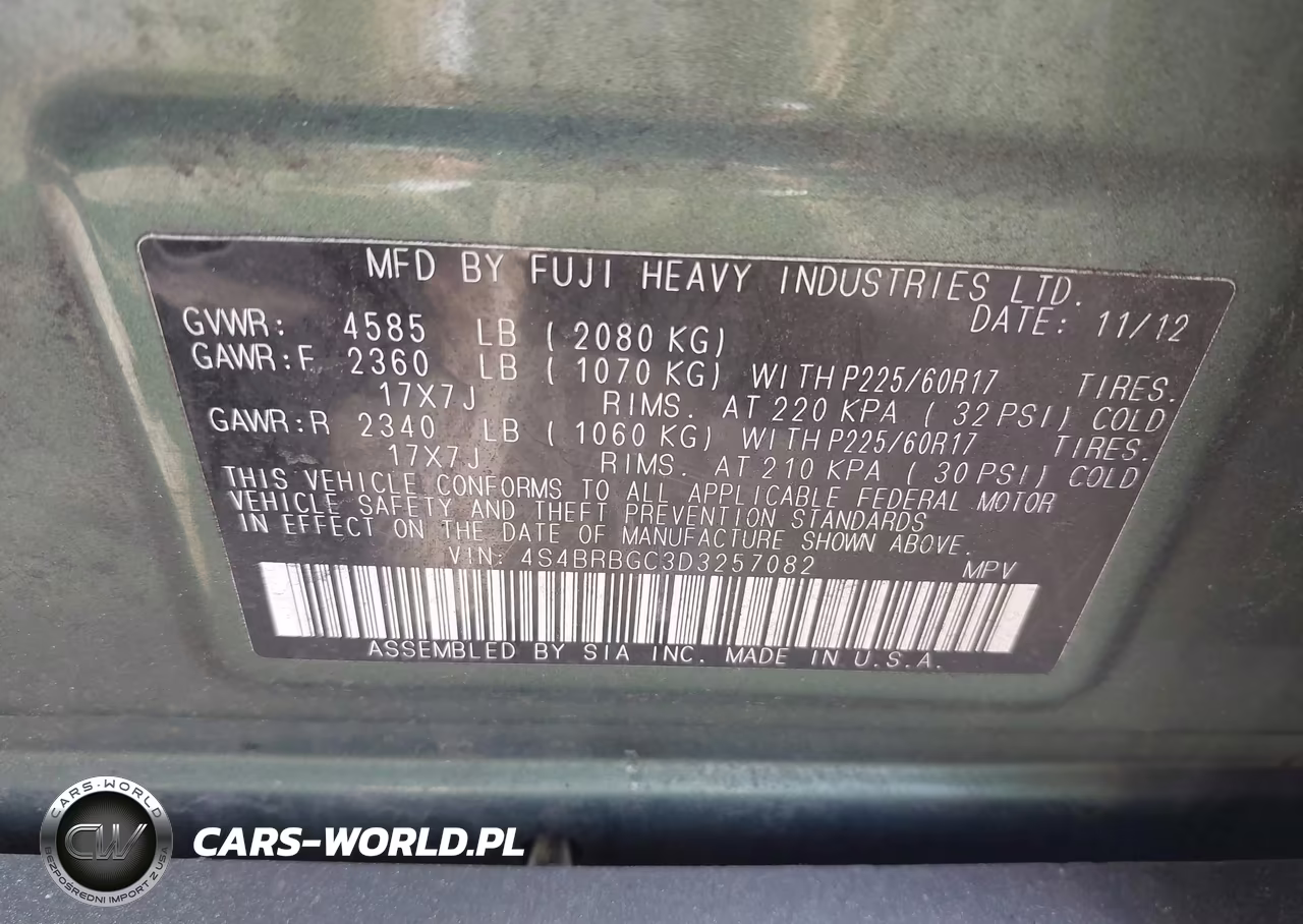 2013 Subaru Outback 2.5I Premium VIN:4S4BRBGC3D3257082 - 9