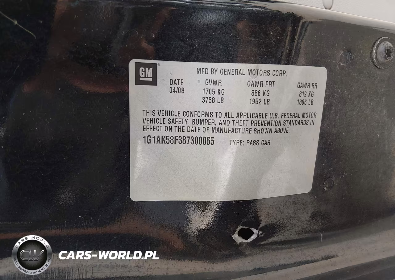 2008 Chevrolet Cobalt Ls VIN:1G1AK58F387300065 - 9