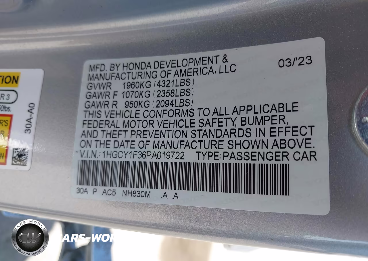 2023 Honda Accord Ex VIN:1HGCY1F36PA019722 - 9