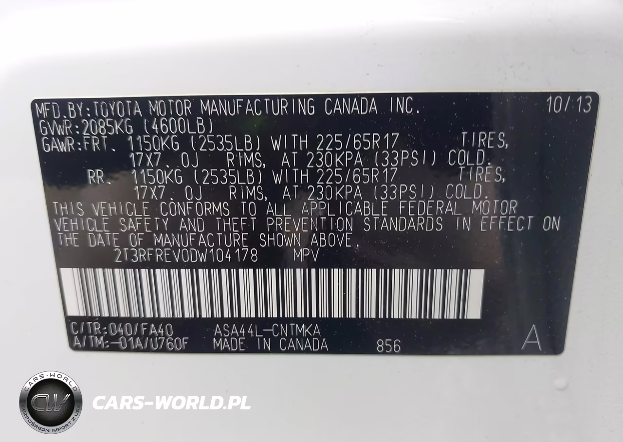 2013 Toyota Rav4 Xle VIN:2T3RFREV0DW104178 - 9