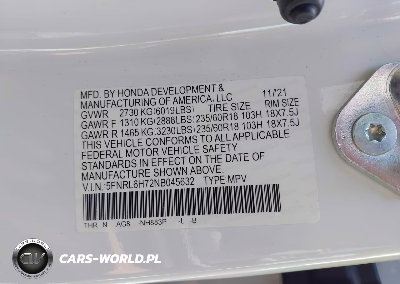 2022 Honda Odyssey Ex-L VIN:5FNRL6H72NB045632 - 9