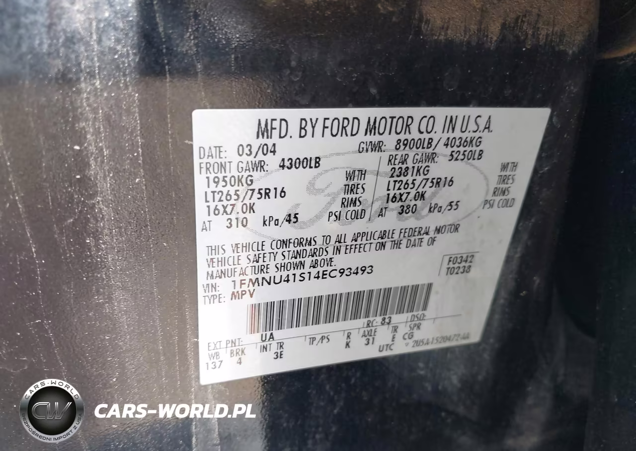 2004 Ford Excursion Xls-Xlt VIN:1FMNU41S14EC93493 - 9