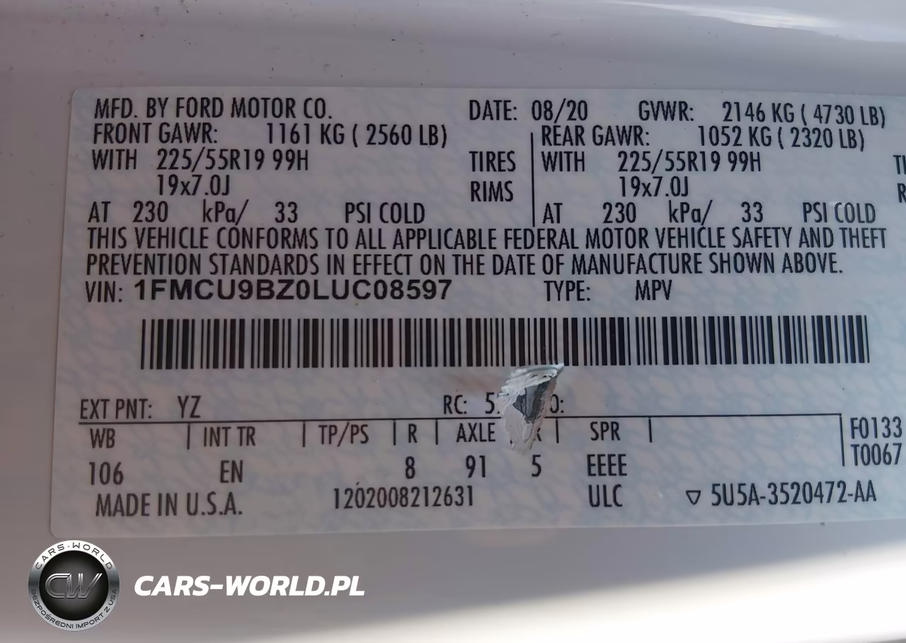 2020 Ford Escape Se Sport Hybrid VIN:1FMCU9BZ0LUC08597 - 9
