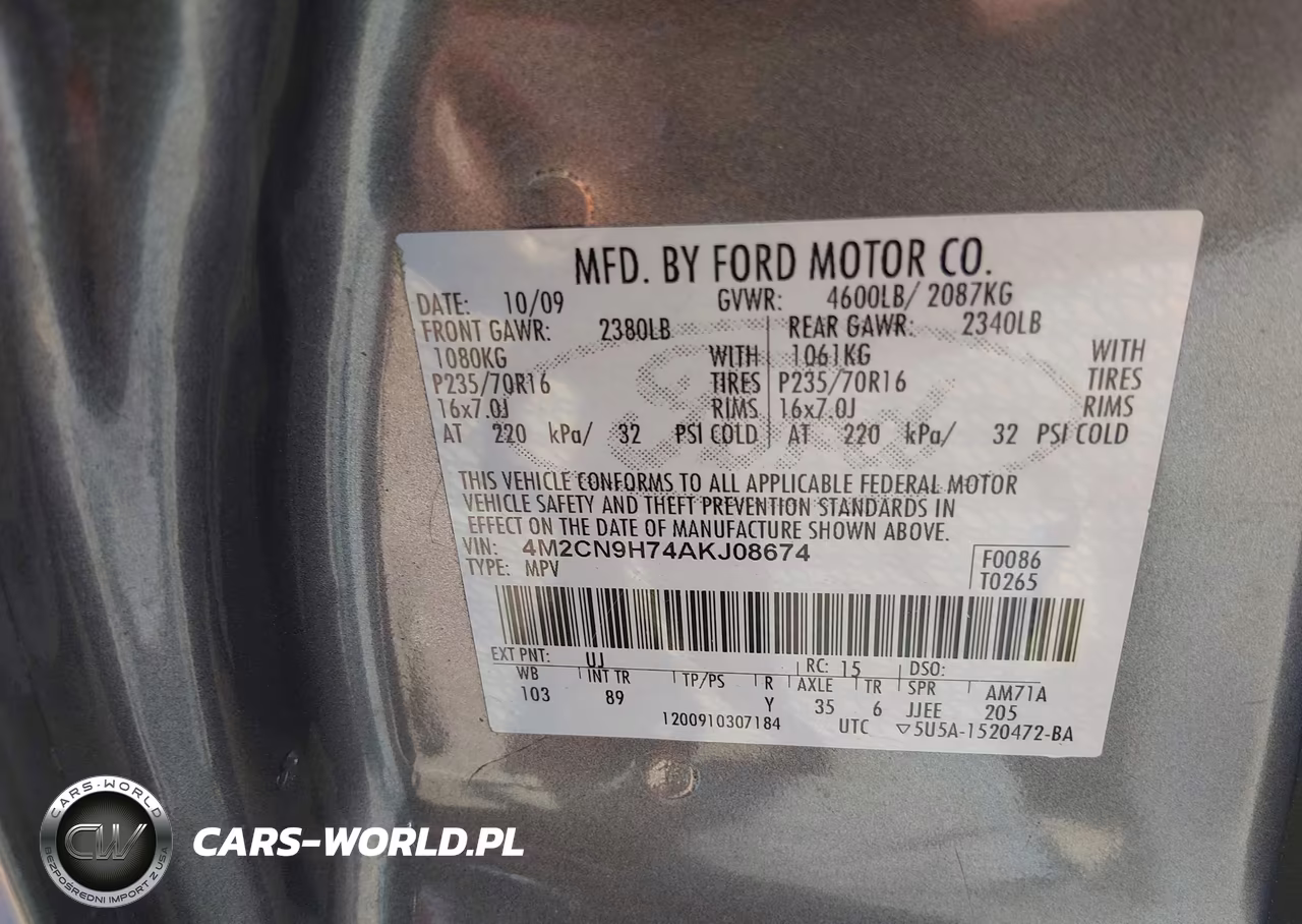 2010 Mercury Mariner Premier VIN:4M2CN9H74AKJ08674 - 9