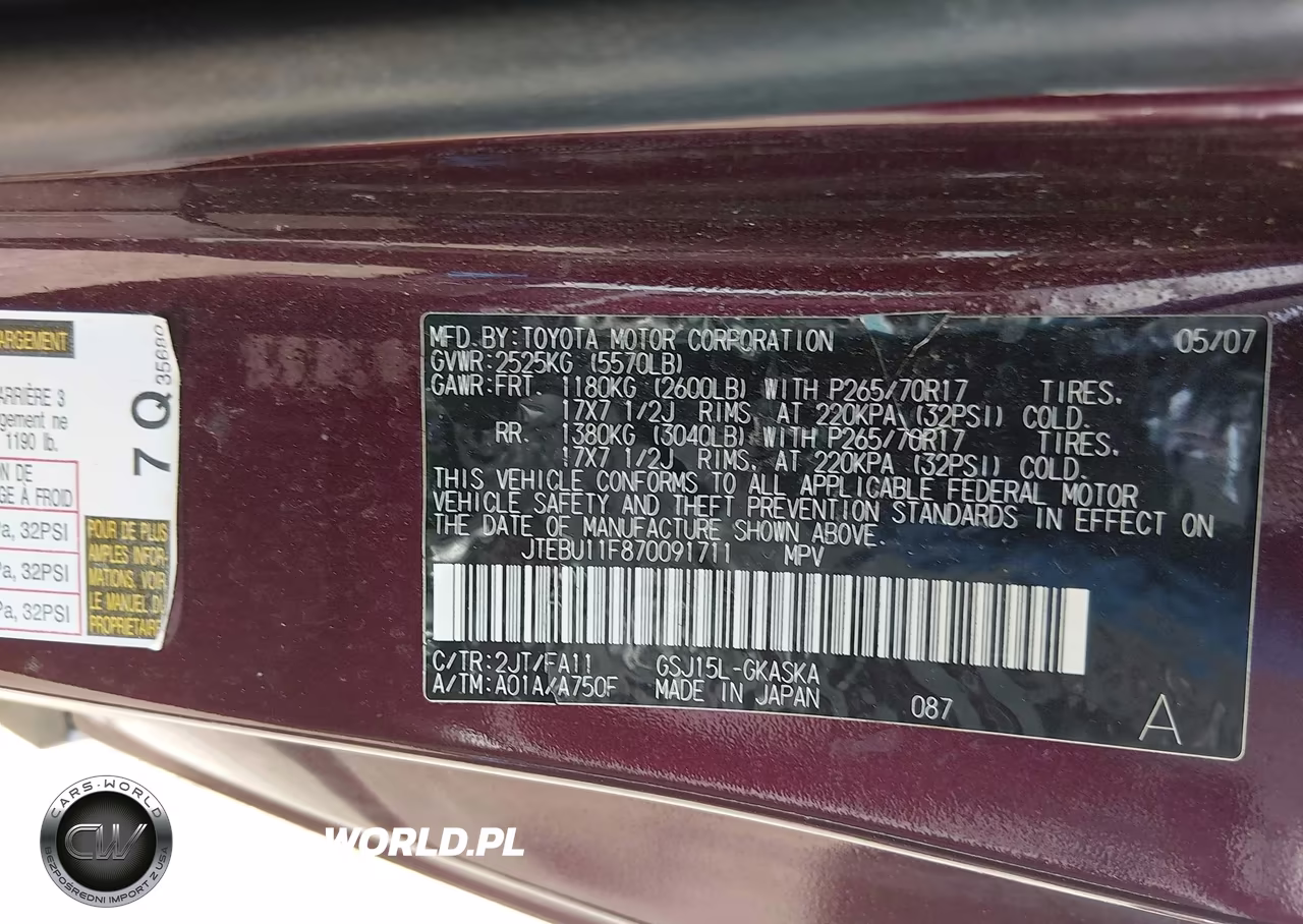 2007 Toyota Fj Cruiser VIN:JTEBU11F870091711 - 9