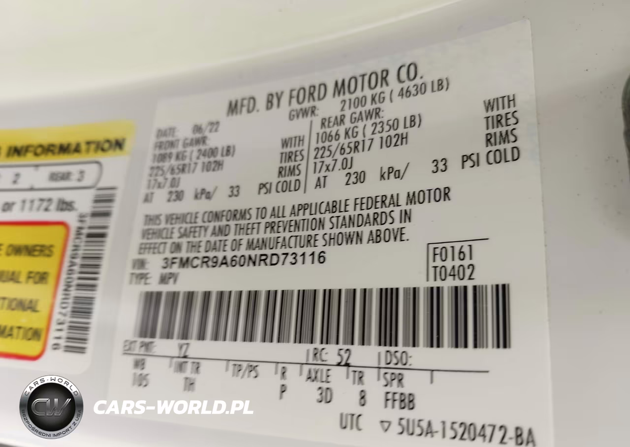 2022 Ford Bronco Sport VIN:3FMCR9A60NRD73116 - 9
