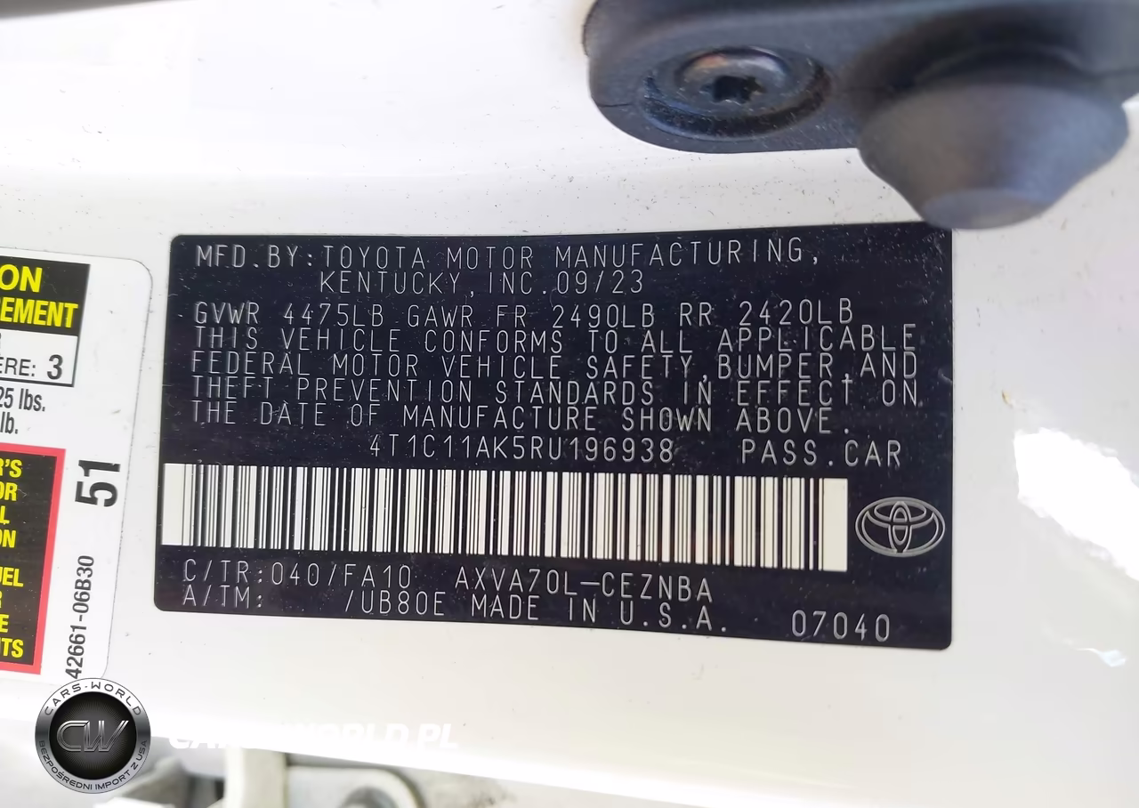 2024 Toyota Camry Le VIN:4T1C11AK5RU196938 - 9
