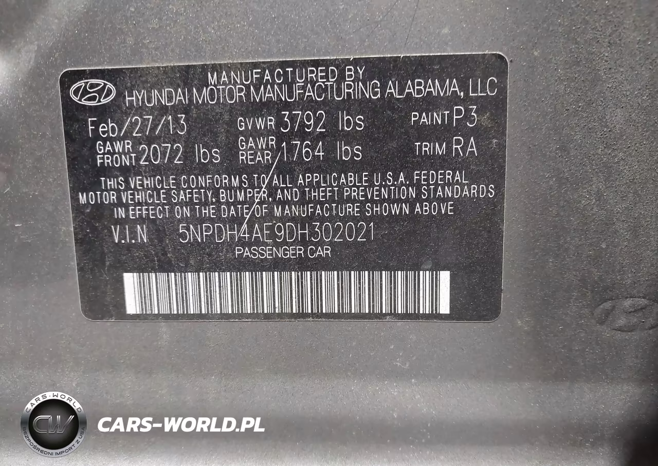 2013 Hyundai Elantra Gls VIN:5NPDH4AE9DH302021 - 9