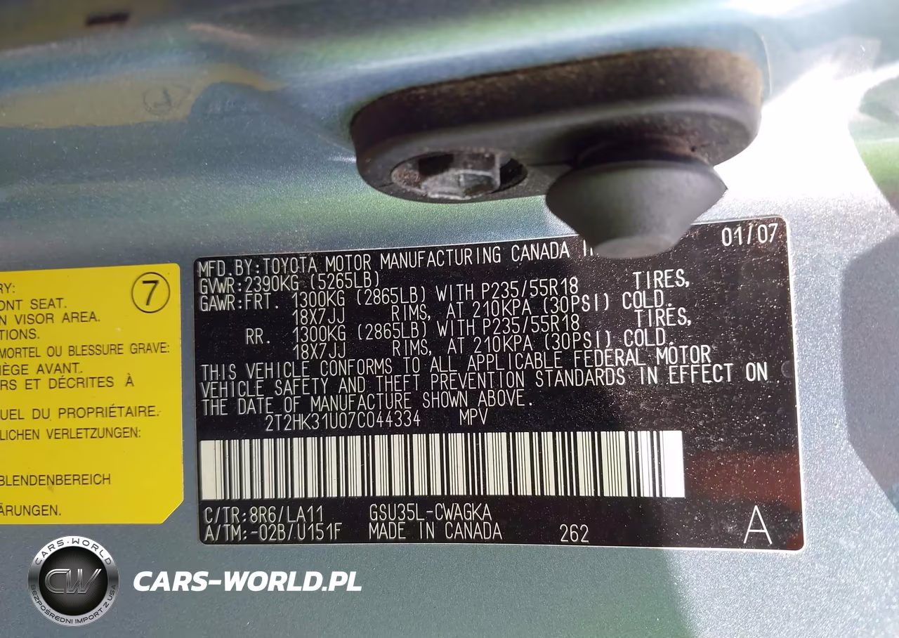 2007 Lexus Rx 350 VIN:2T2HK31U07C044334 - 9