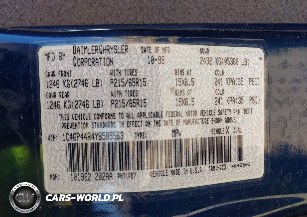 2000 Chrysler Town & Country Lx VIN:1C4GP44R4YB585563 - 9