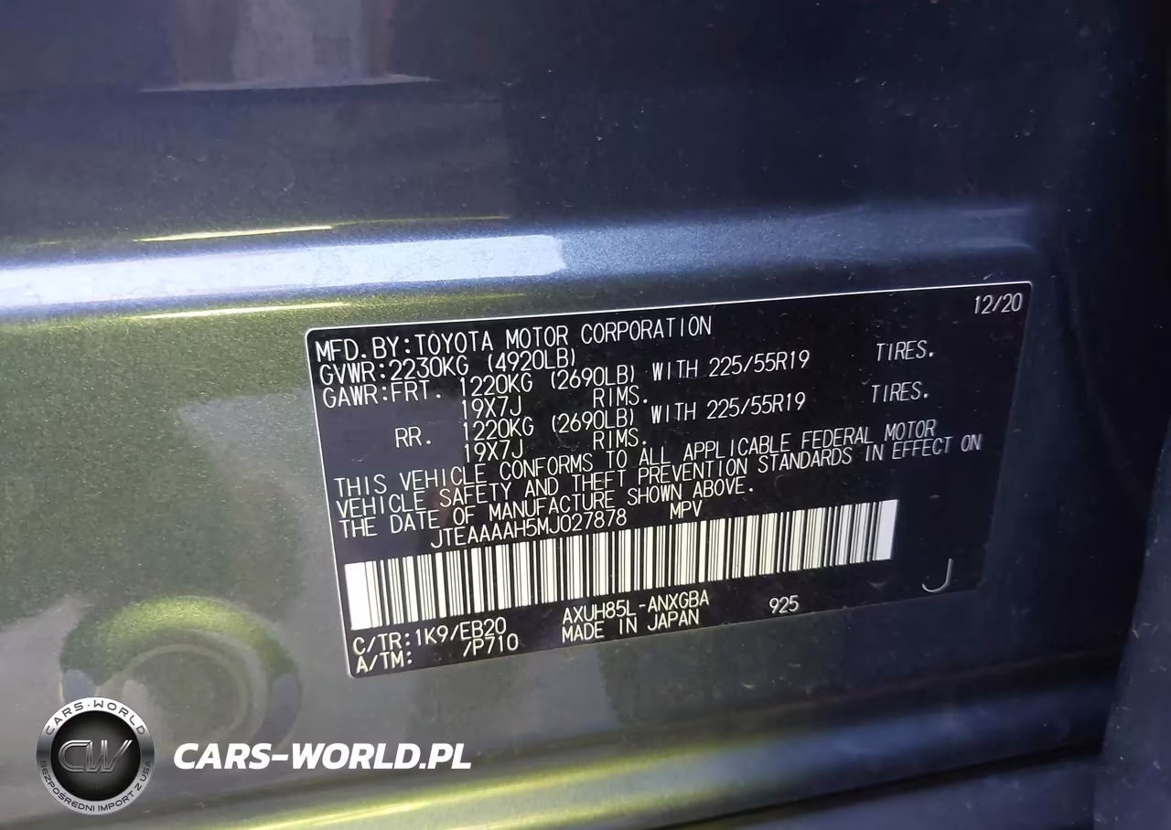 2021 Toyota Venza Xle VIN:JTEAAAAH5MJ027878 - 9