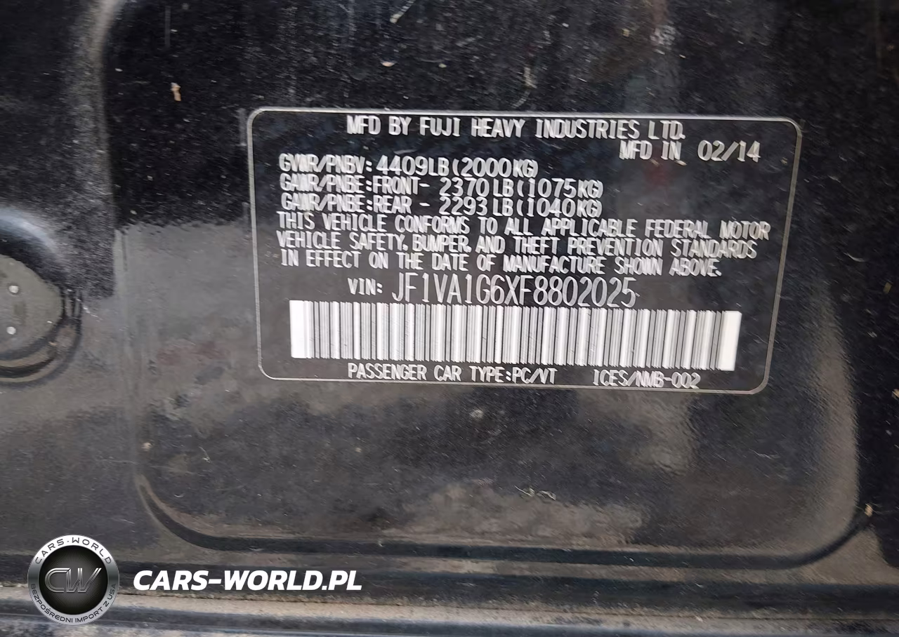 2015 Subaru Wrx Limited VIN:JF1VA1G6XF8802025 - 9
