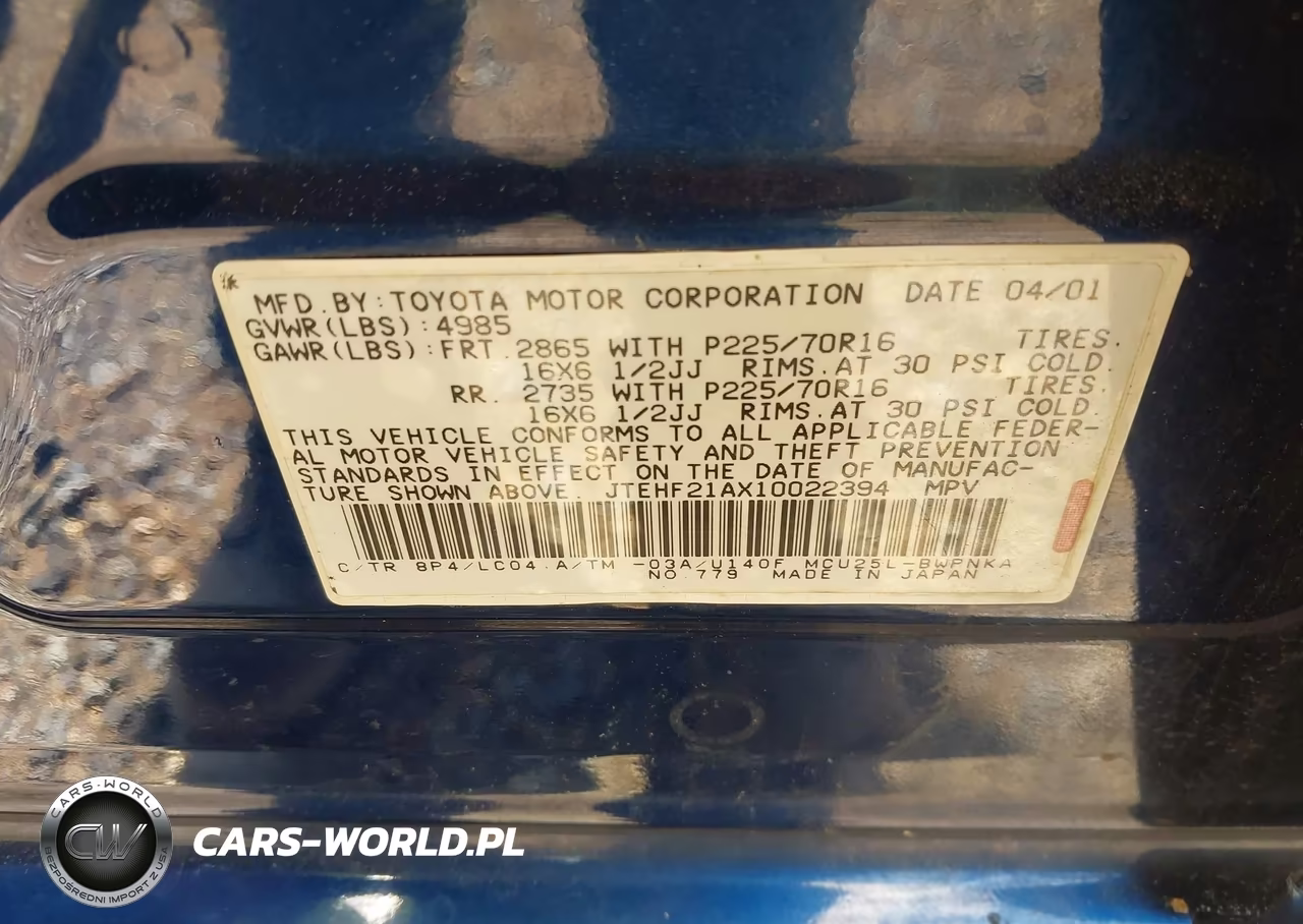 2001 Toyota Highlander V6 VIN:JTEHF21AX10022394 - 9