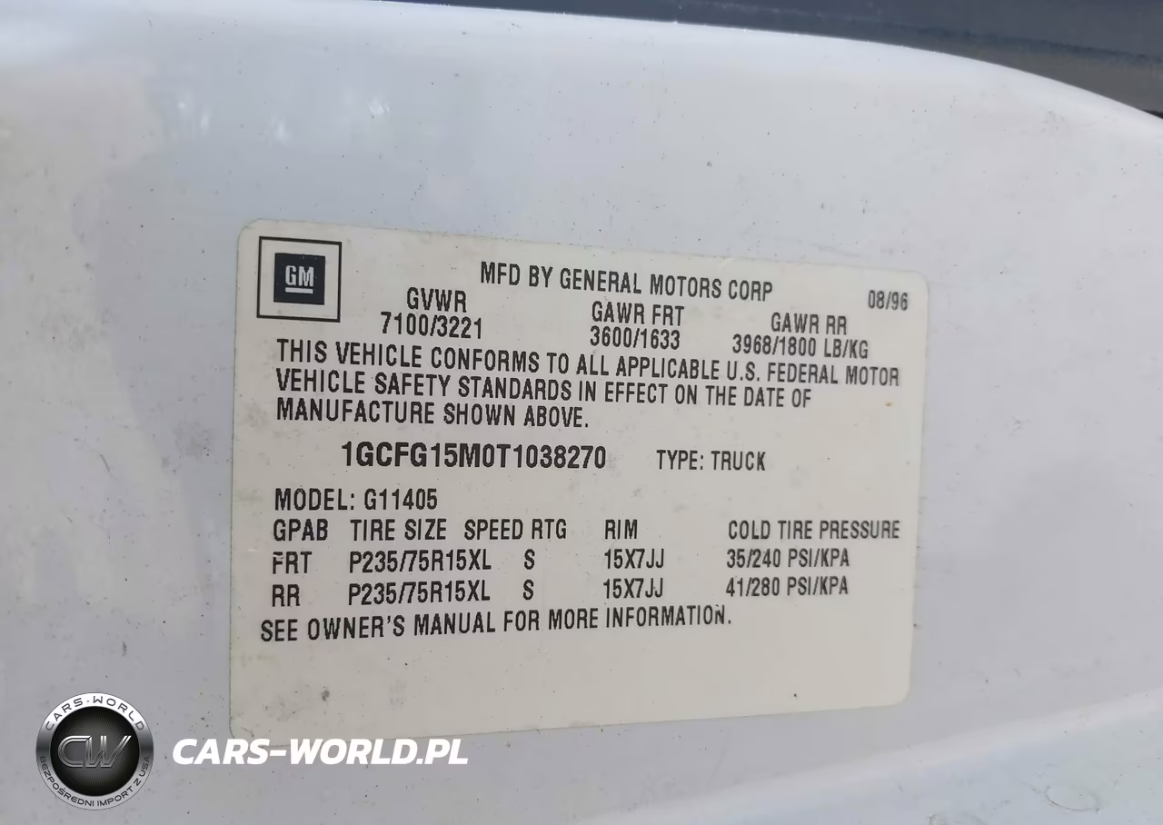 1996 Chevrolet G10 VIN:1GCFG15M0T1038270 - 9