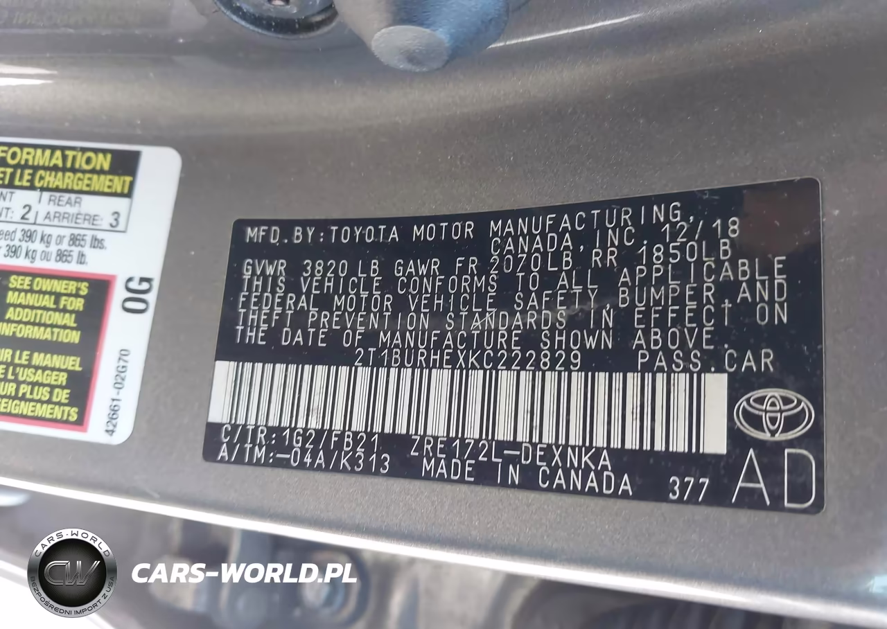 2019 Toyota Corolla Le VIN:2T1BURHEXKC222829 - 9