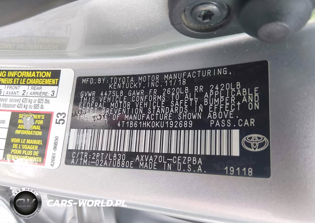 2019 Toyota Camry Xse VIN:4T1B61HK0KU192689 - 9