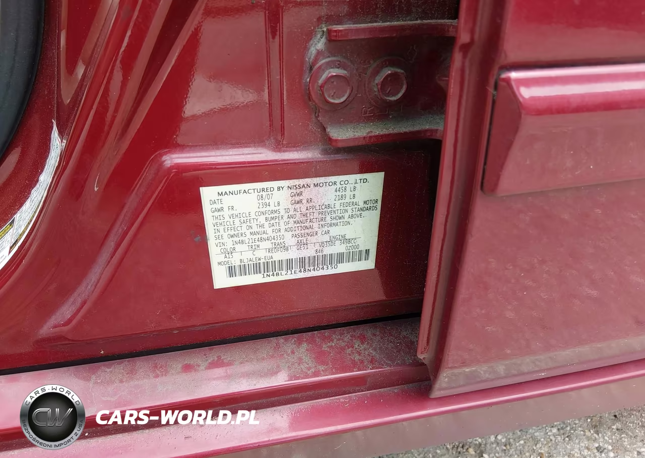 2008 Nissan Altima 3.5 Sl VIN:1N4BL21E48N404350 - 9