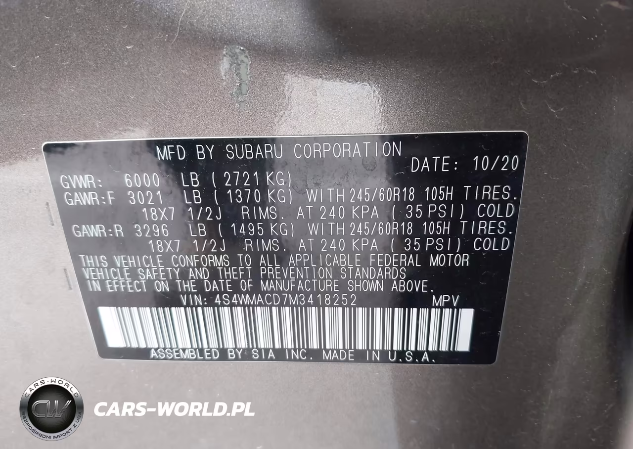 2021 Subaru Ascent Premium VIN:4S4WMACD7M3418252 - 9
