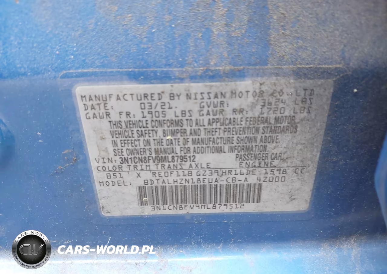 2021 Nissan Versa Sr Xtronic Cvt VIN:3N1CN8FV9ML879512 - 9
