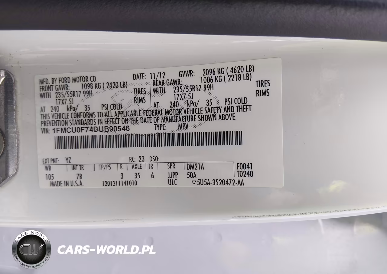 2013 Ford Escape S VIN:1FMCU0F74DUB90546 - 9