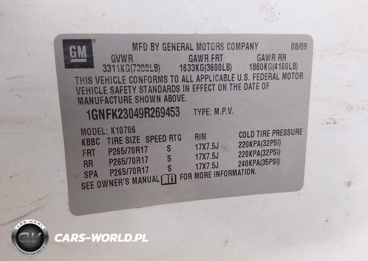 2009 Chevrolet Tahoe Lt1 VIN:1GNFK23049R269453 - 9