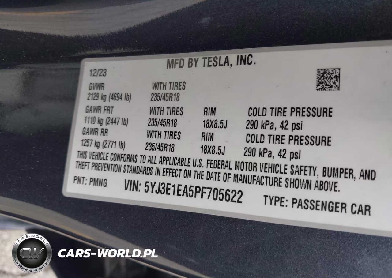 2023 Tesla Model 3 Rear-Wheel Drive VIN:5YJ3E1EA5PF705622 - 9
