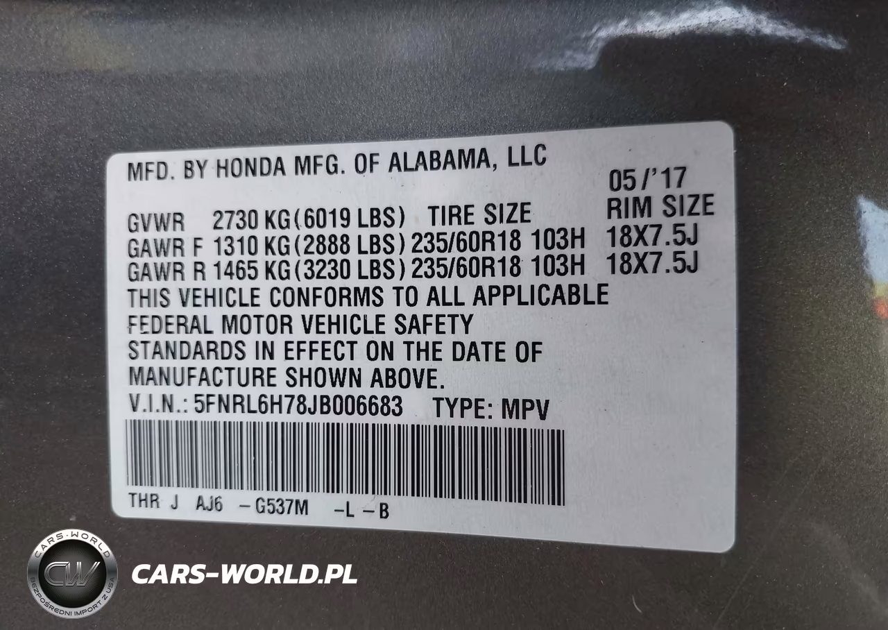 2018 Honda Odyssey Ex-L VIN:5FNRL6H78JB006683 - 9