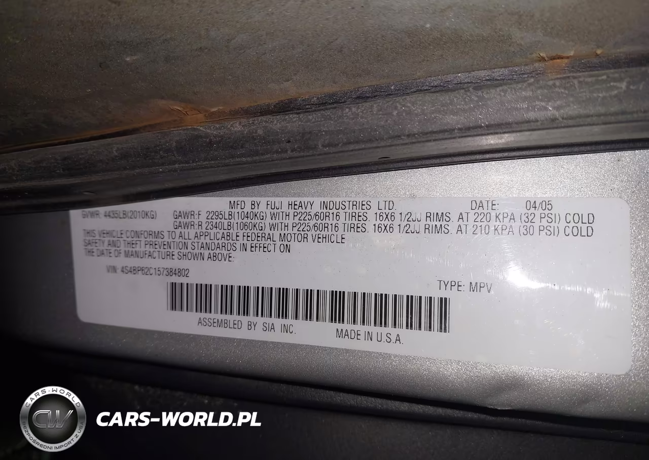 2005 Subaru Outback 2.5I Limited VIN:4S4BP62C157384802 - 9