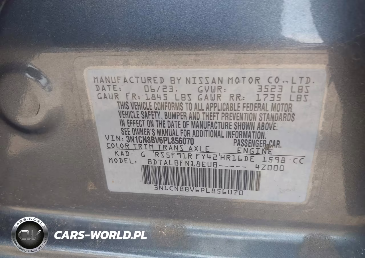 2023 Nissan Versa S 5-Speed Manual Transmission VIN:3N1CN8BV6PL856070 - 10