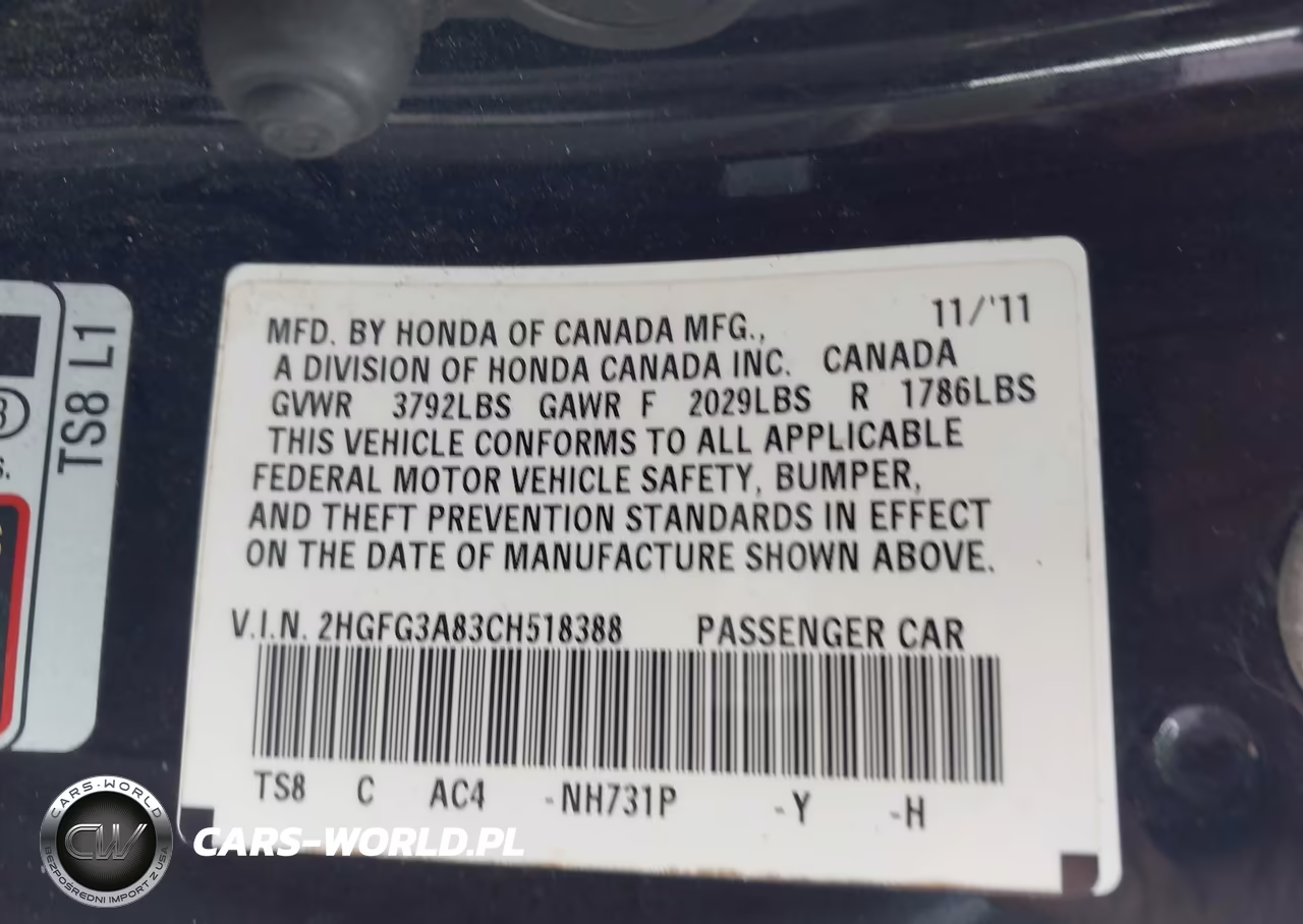 2012 Honda Civic Ex VIN:2HGFG3A83CH518388 - 9