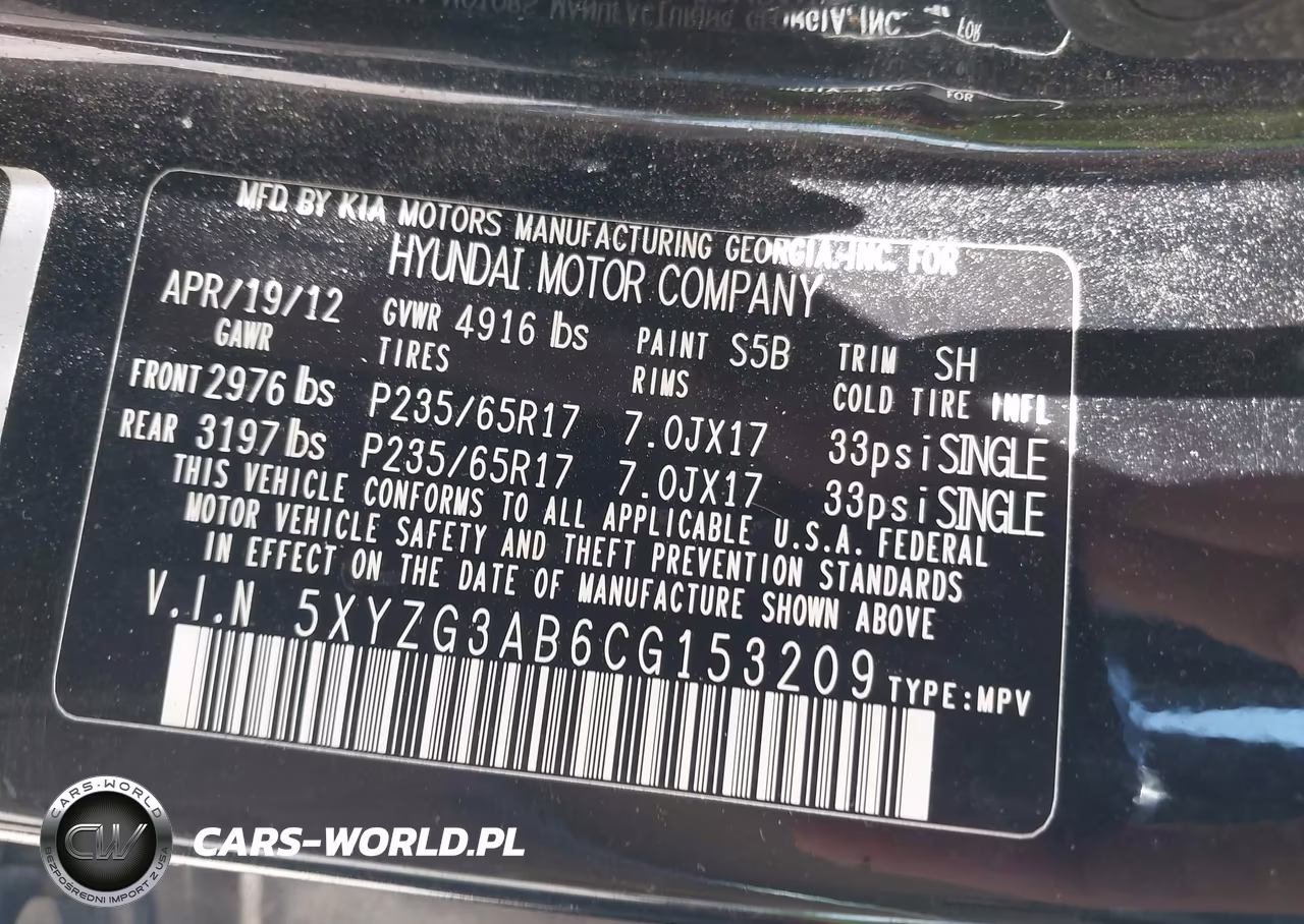 2012 Hyundai Santa Fe Gls VIN:5XYZG3AB6CG153209 - 9