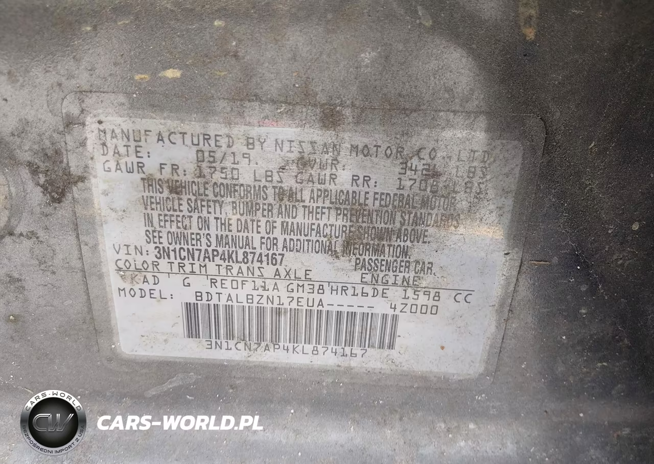 2019 Nissan Versa 1.6 Sv VIN:3N1CN7AP4KL874167 - 9