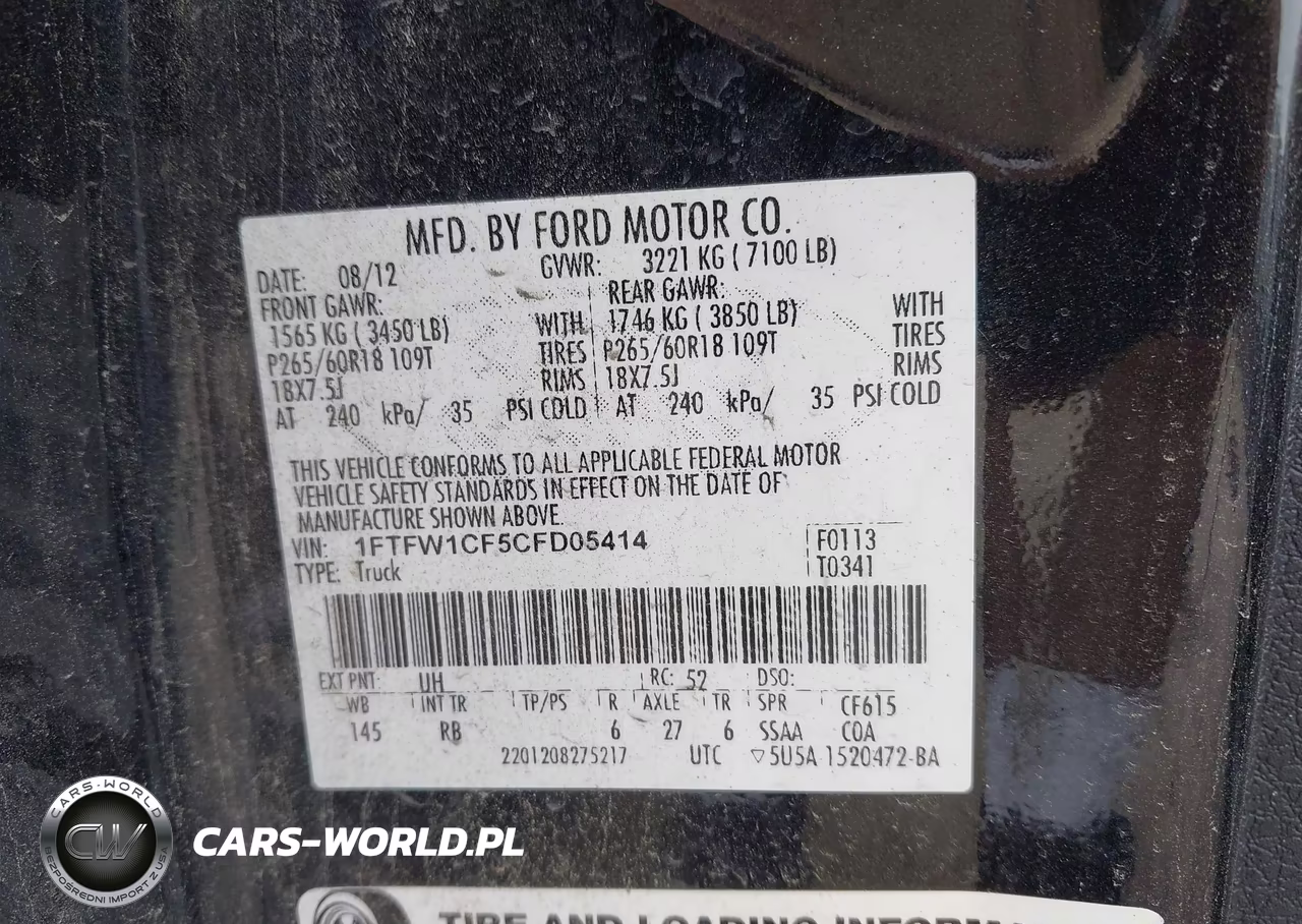 2012 Ford F-150 Fx2 VIN:1FTFW1CF5CFD05414 - 9