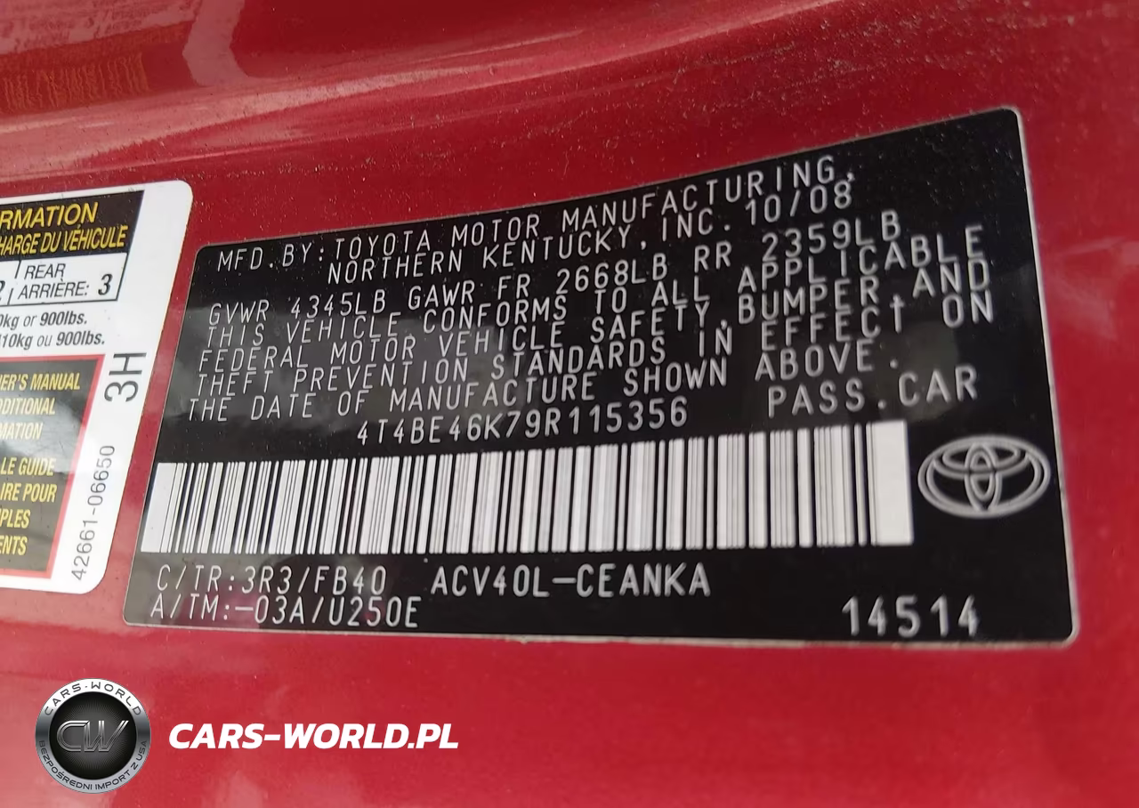 2009 Toyota Camry Le VIN:4T4BE46K79R115356 - 9