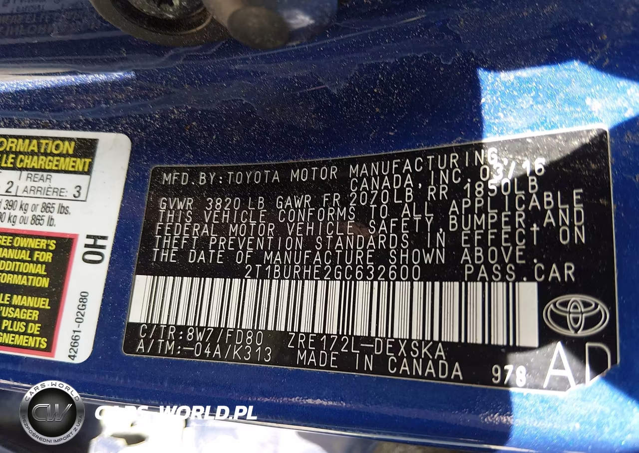 2016 Toyota Corolla S Plus VIN:2T1BURHE2GC632600 - 9